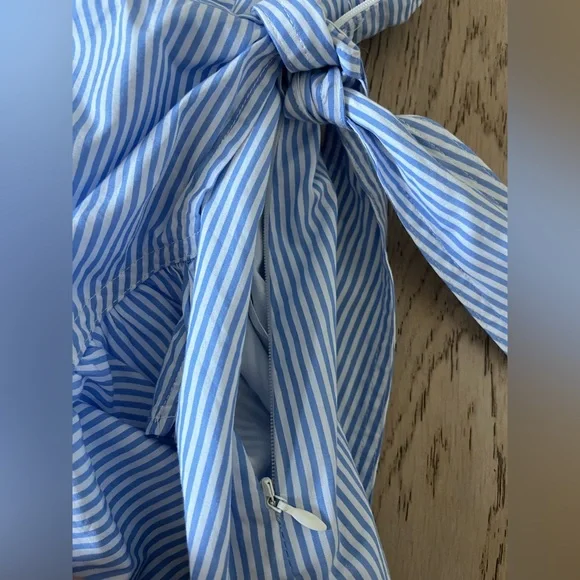 Veronica Beard Addyson Mixed Media T-Shirt/Blue Striped Wrap Skirt Combo Size Sm - Picture 6 of 9